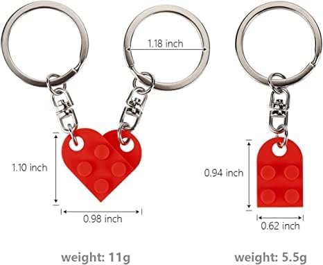 Brick Style Heart Keyring | Two Keyrings | Multiple Colours