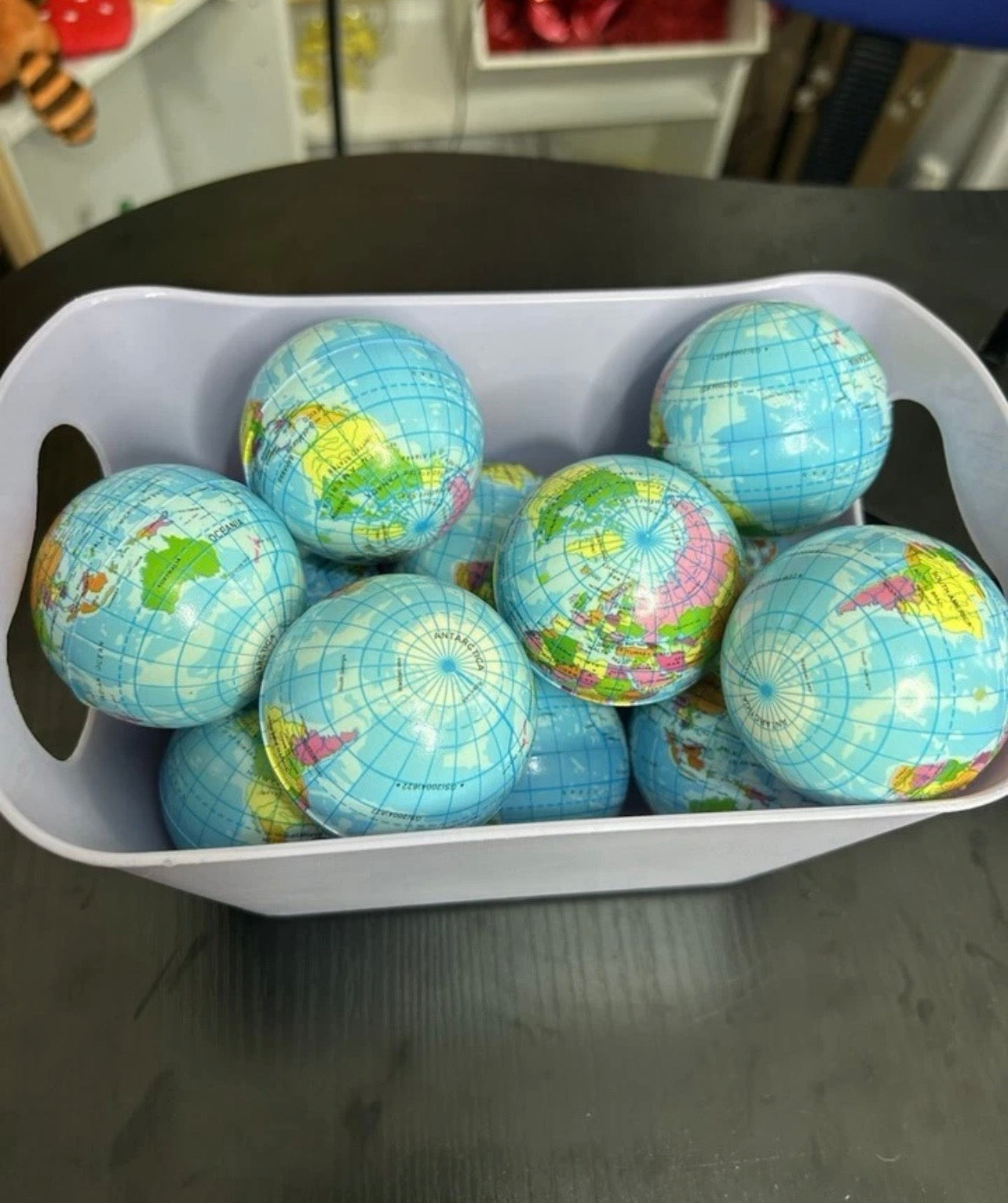 FOAM EARTH BALL World Map Globe Atlas Kids Squeeze Bouncy Stress Relief Palm Toy