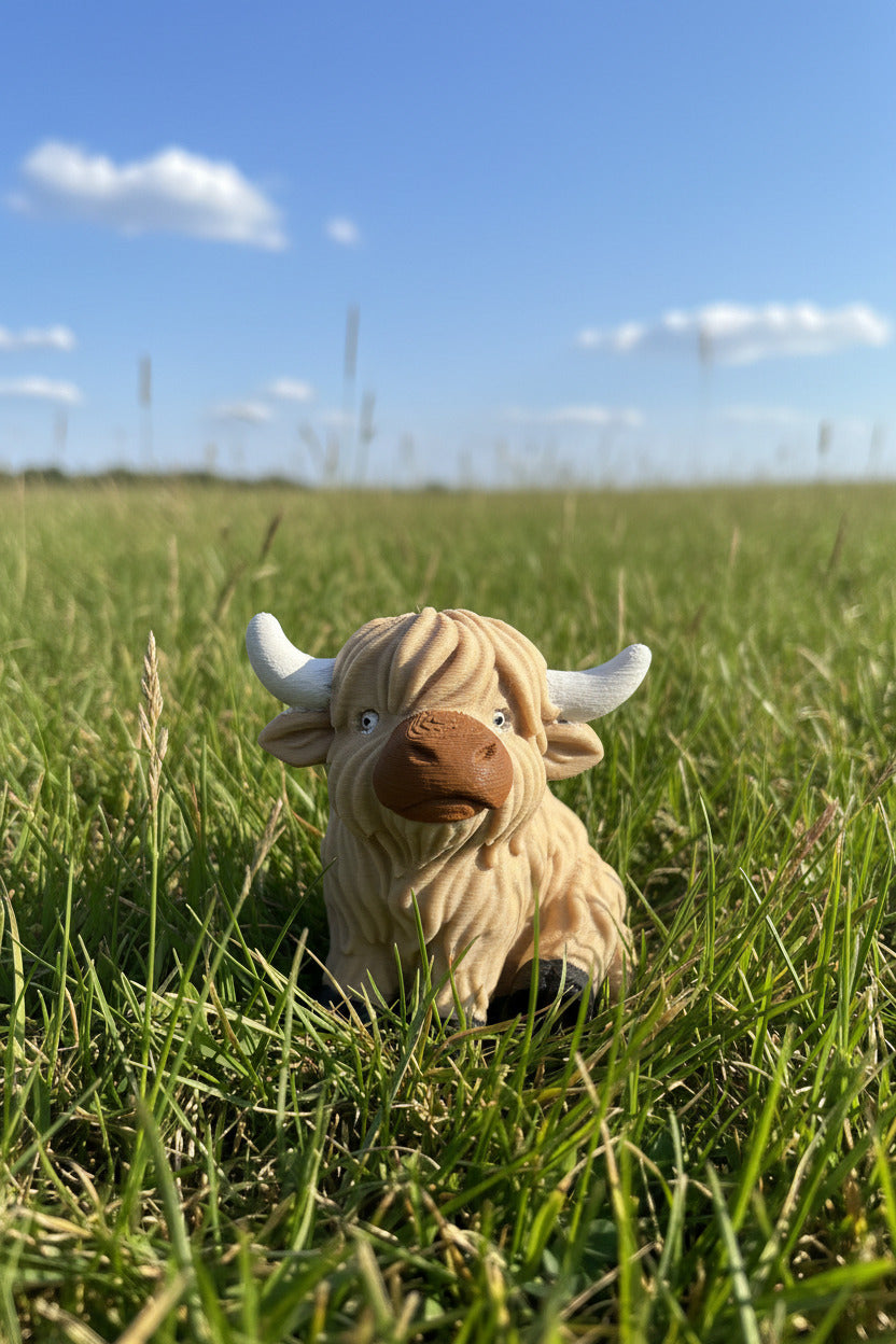 NiccieNacks Highland Cow medium model toy, detailed miniature figure of a Highland cow with realistic features.