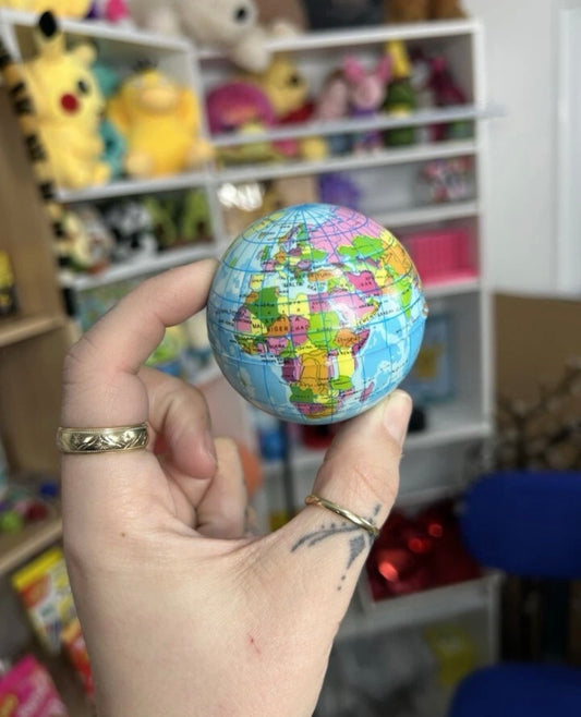 FOAM EARTH BALL World Map Globe Atlas Kids Squeeze Bouncy Stress Relief Palm Toy