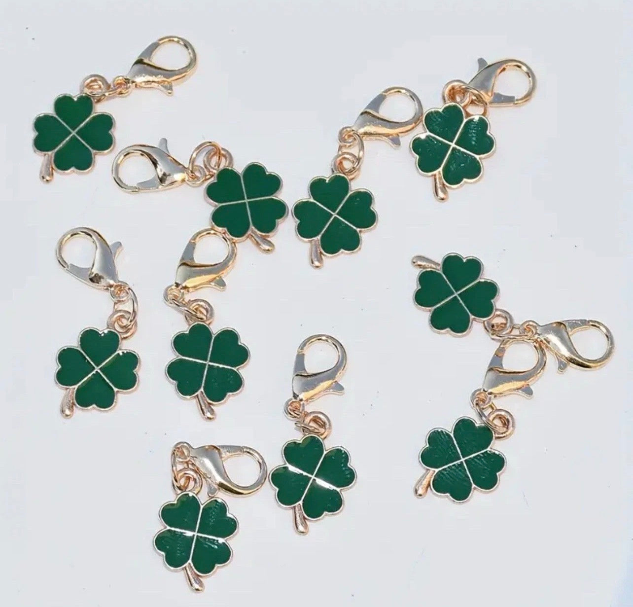 Enamel Four Leaf Clover Keychain Charm