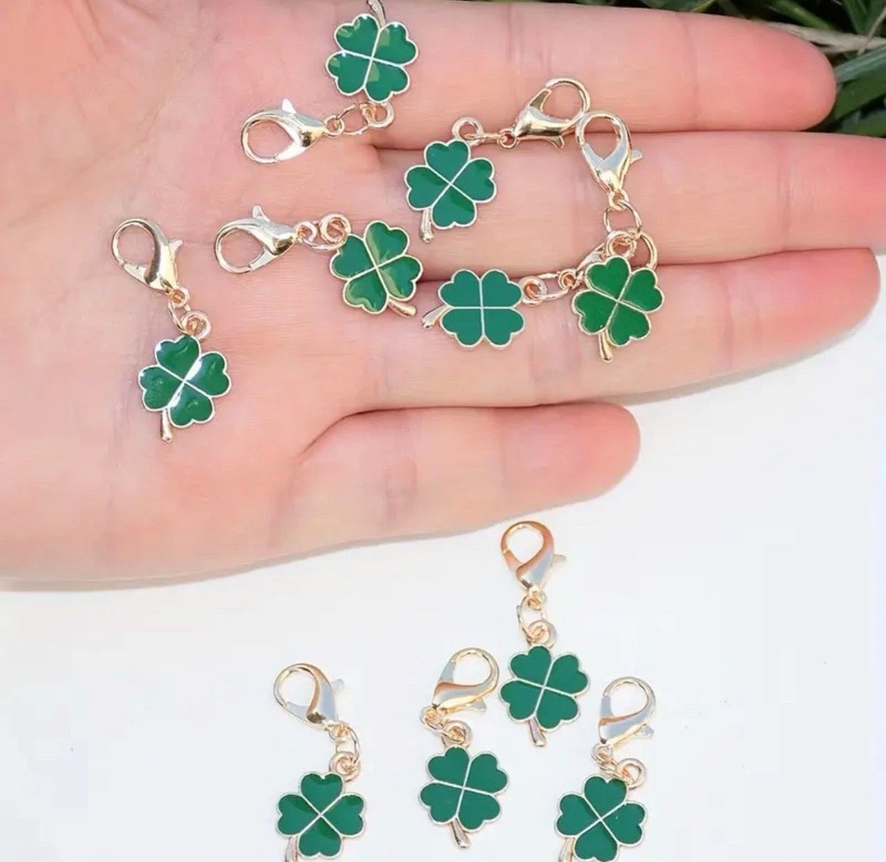 Enamel Four Leaf Clover Keychain Charm