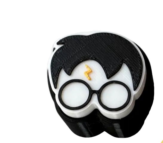 Harry Potter silhouette 3D printed fidget clicker toy by NiccieNacks, featuring magical Harry Potter design and smooth clicking surface.