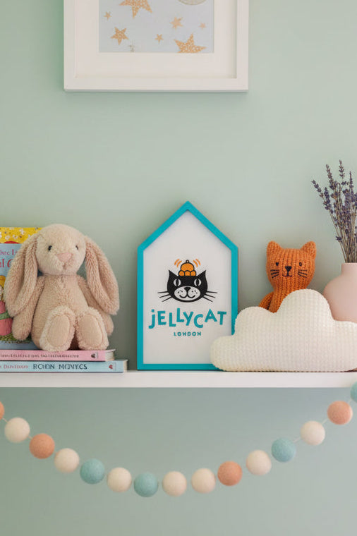 NiccieNacks Jellycat Store Display Customizable 3D Printed Sign for home decor or retail displays.