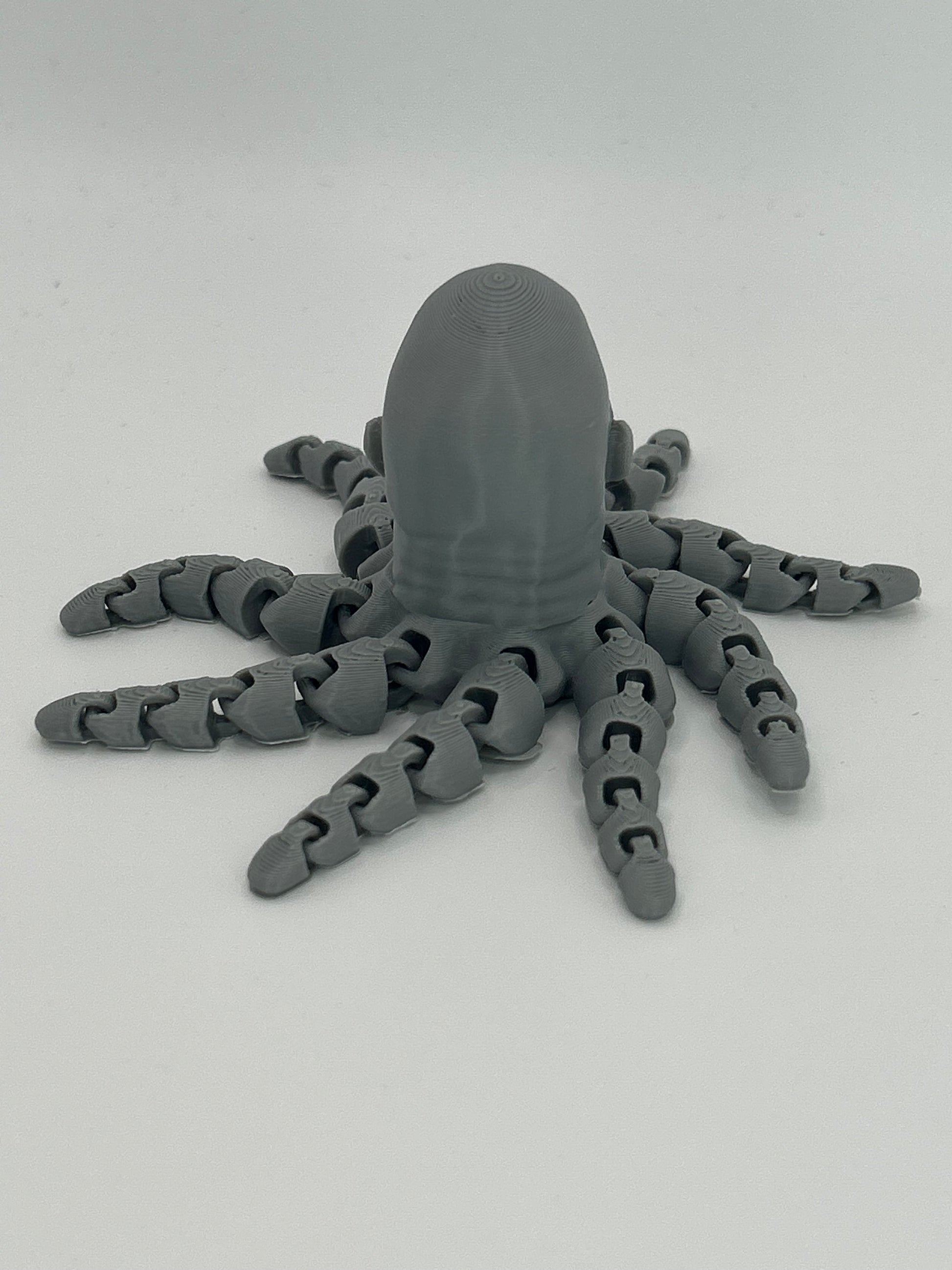 NiccieNacks Rocktopus fidget clicker toy featuring a 3D printed rock-inspired octopus design on a desk.
