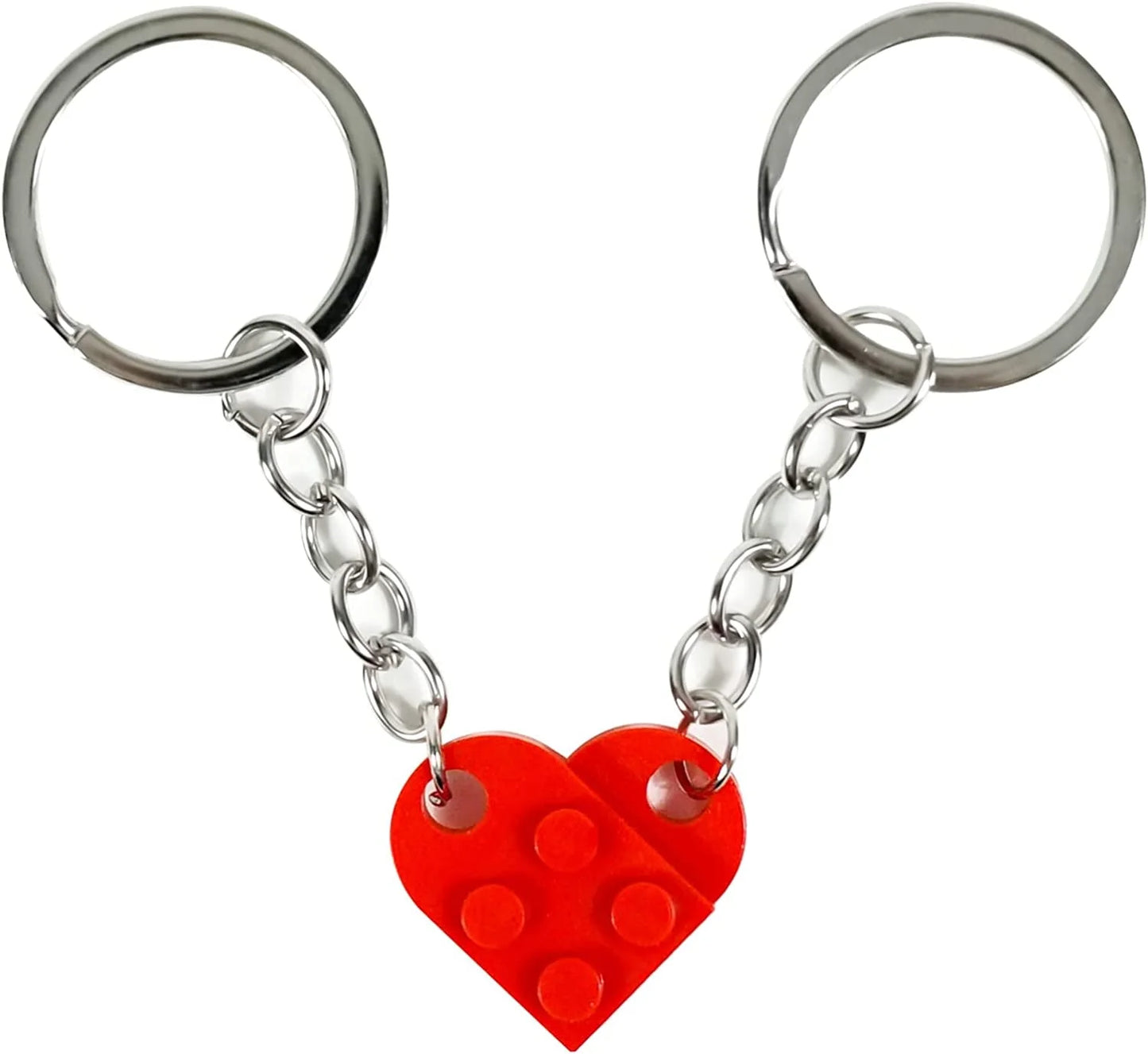 Brick Style Heart Keyring | Two Keyrings  | Multiple Colours