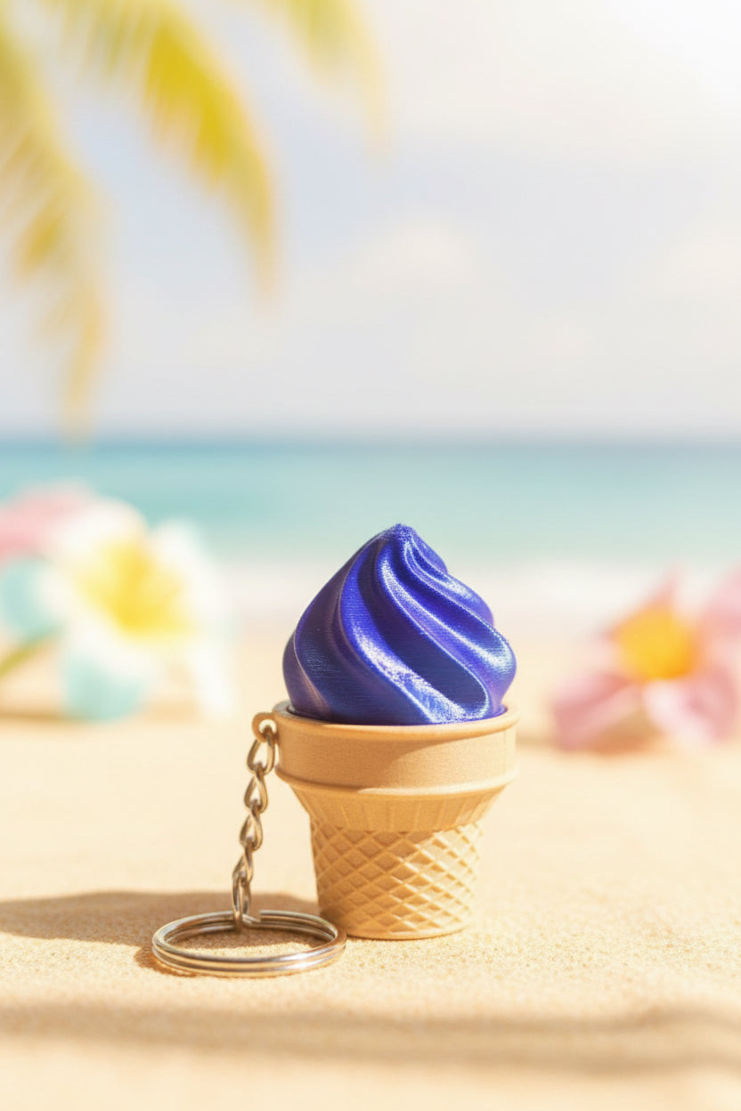 NiccieNacks ice cream cone fidget clicker toy keychain with colorful design and clickable buttons for stress relief and fun.
