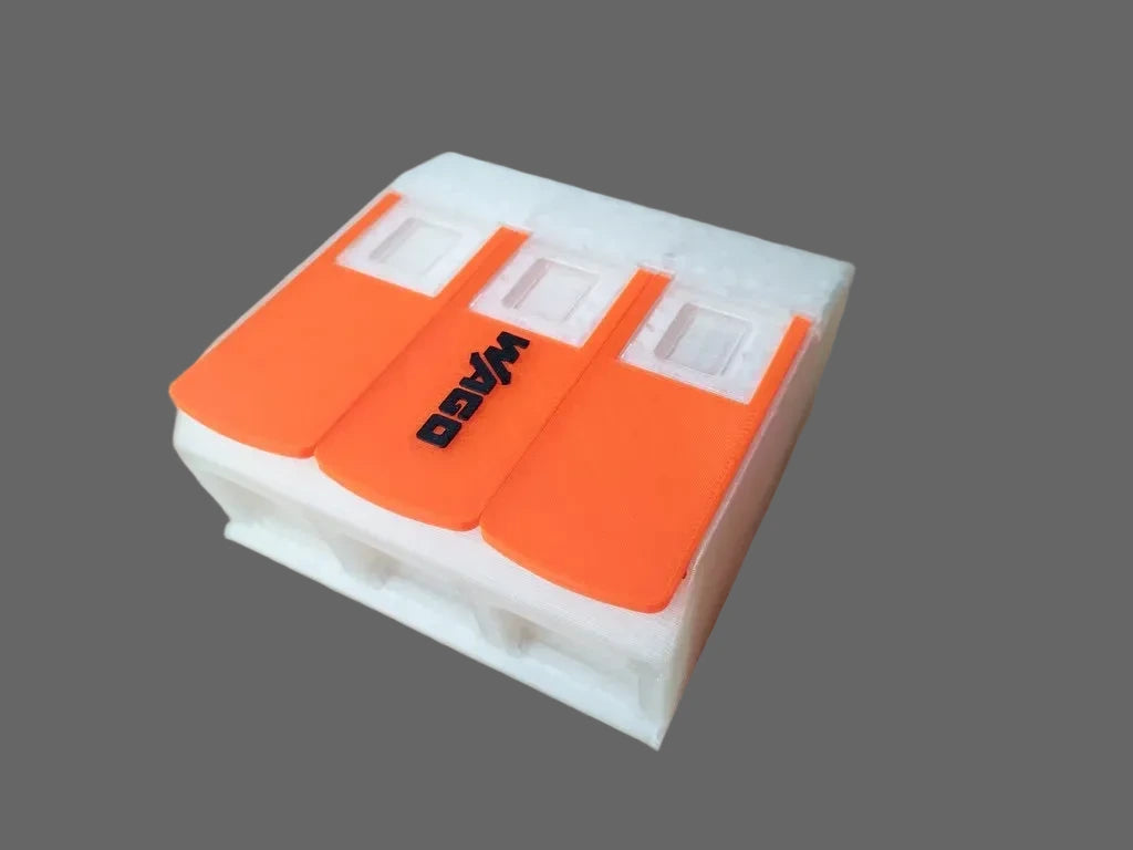 Large NiccieNacks Wago clamps storage box for home organization, showing the box with multiple small clamps inside.