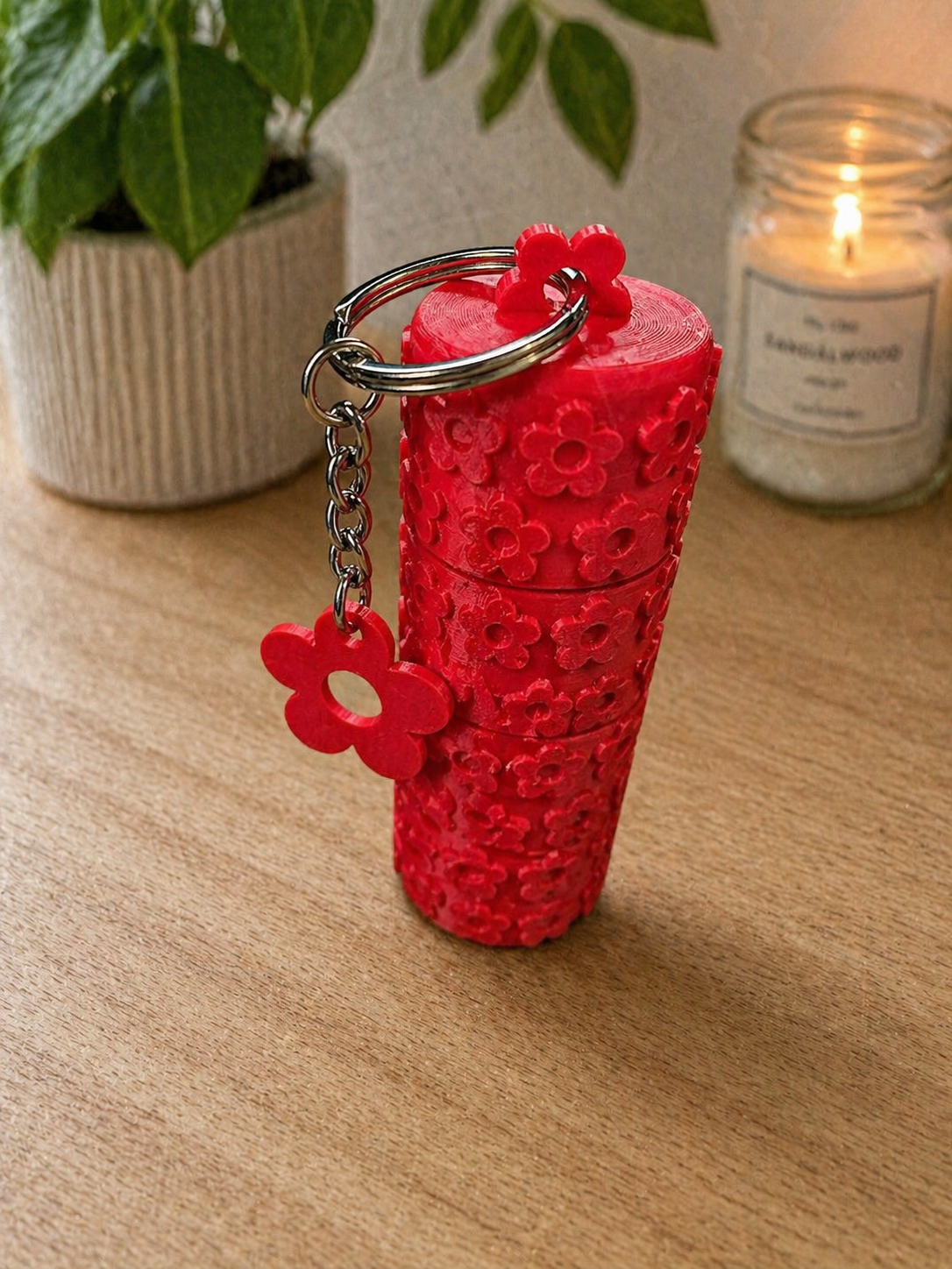 NiccieNacks Little Flower Lipstick Holder Keychain, compact home accessory with floral design and keyring attachment.