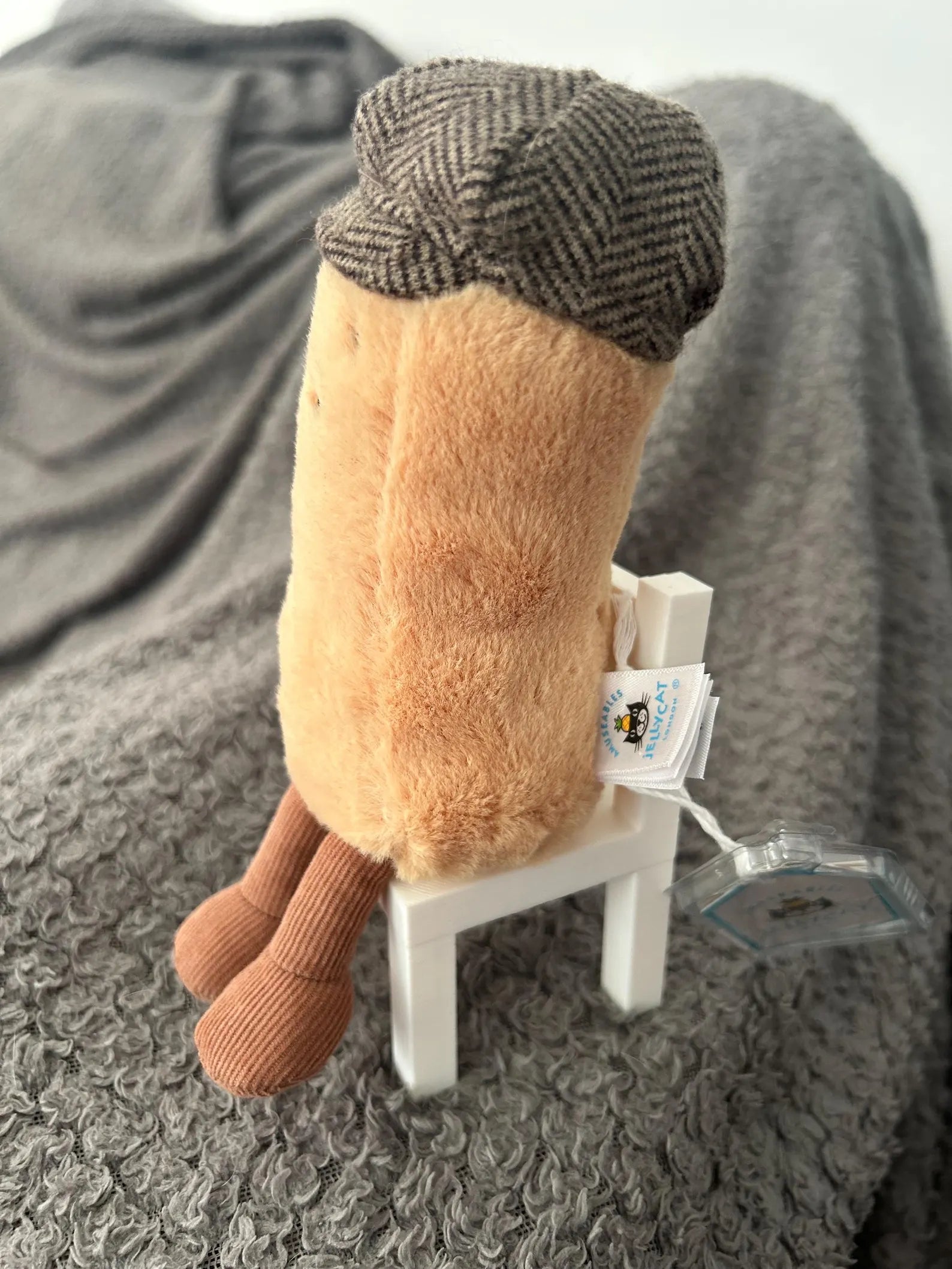 Miniature wooden chair for Jellycat soft toy, NiccieNacks home accessory, perfect for play or display.