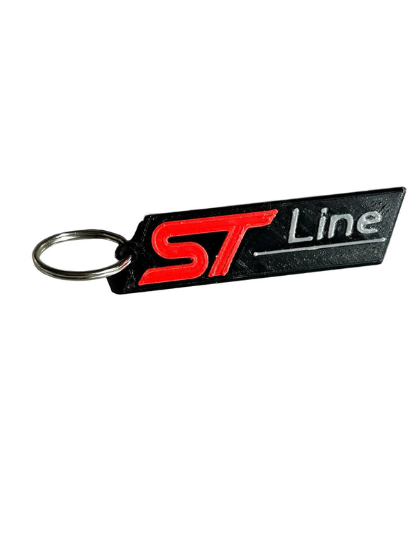 Ford ST Line logo keychain by NiccieNacks featuring a sleek metal design with the Ford emblem and ST Line branding.