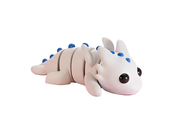 Small Baby Dragon Wiggies articulated toy by NiccieNacks, featuring colorful scales and movable limbs for imaginative play.