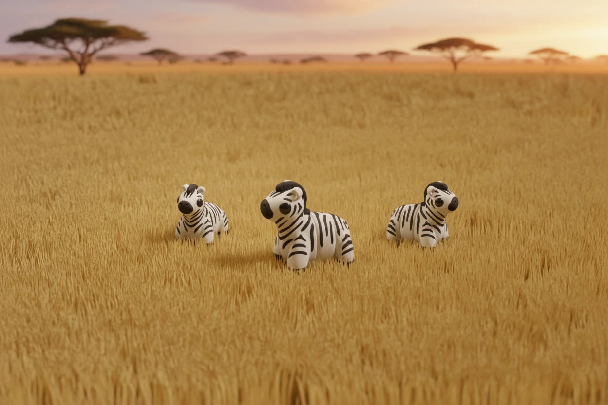 Baby Zebra Small Wiggies articulated toy by NiccieNacks featuring a cute zebra design with flexible joints and detailed fur texture.