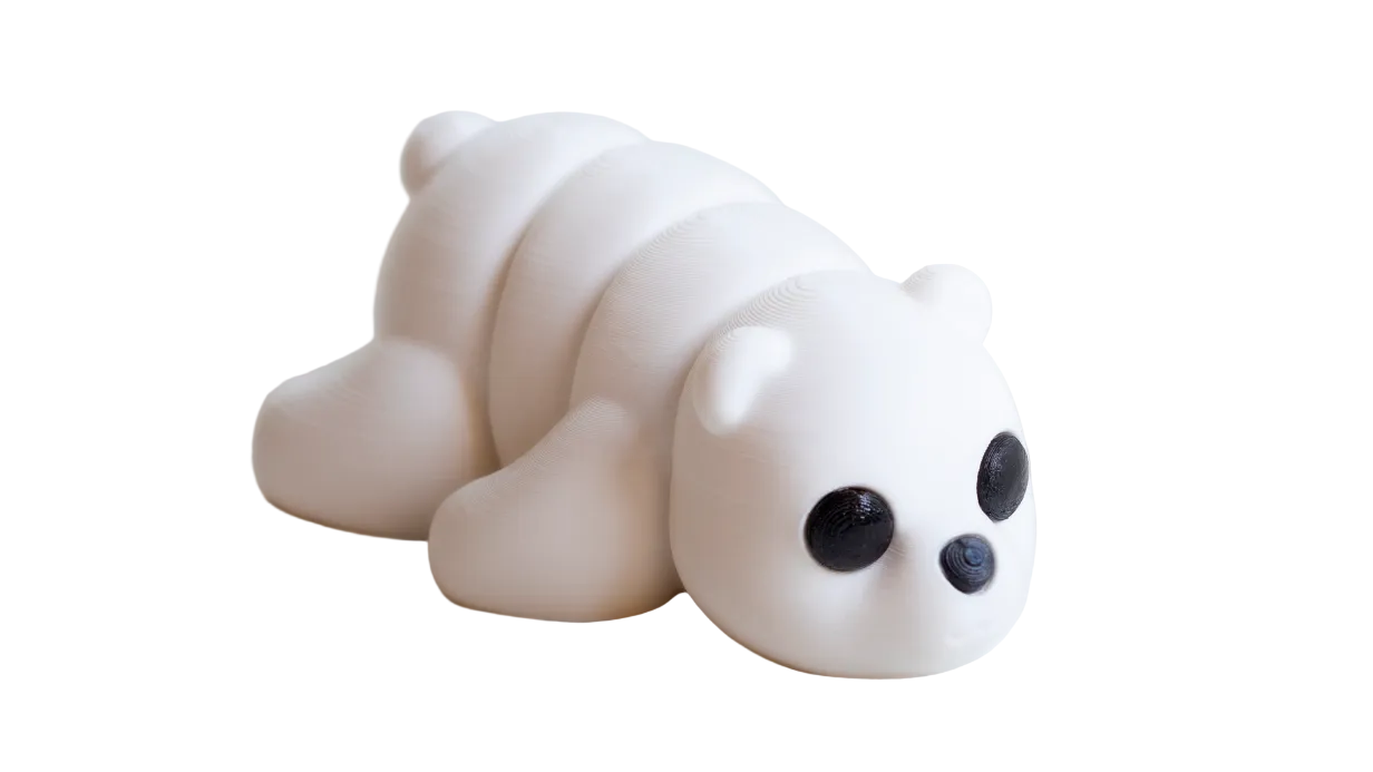 Small articulated polar bear Wiggies toy by NiccieNacks, featuring detailed fur texture and movable limbs for play and display.